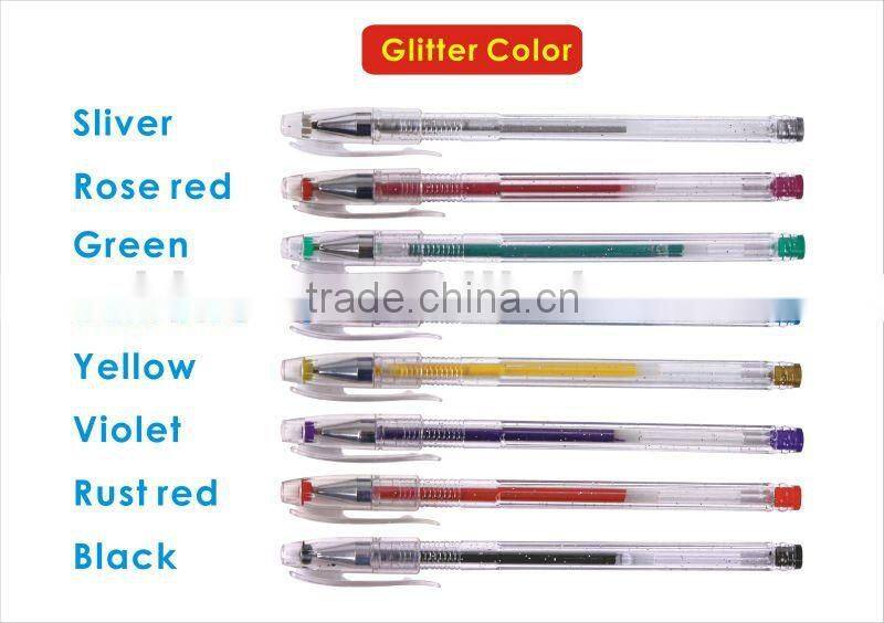 Glitter Color Hot Sale Gel Pen/color gel ink pen
