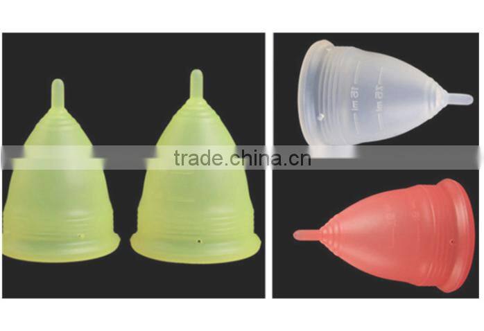 Reusable 100% Medical Silicone Ladies Menstrual Cup for wholesales-Small or Big Size in Pink,Purple,White,Transparent