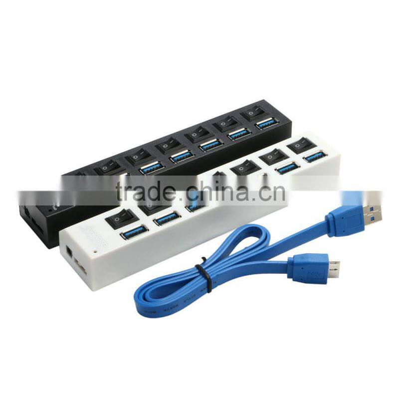 7 PORT USB 3.0 HUB High Speed Power Cable For PC Desktop Laptop Notebook