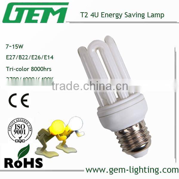 T315w bulb, u shape cfl lamps with E27 lamp base