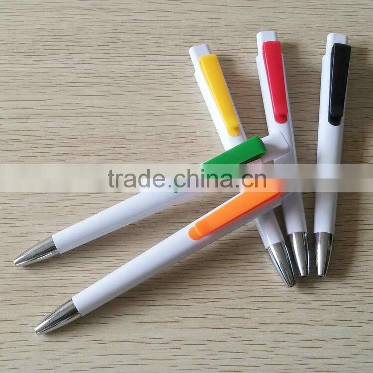 China products prices White Solid color barrel full color printing plastic pen