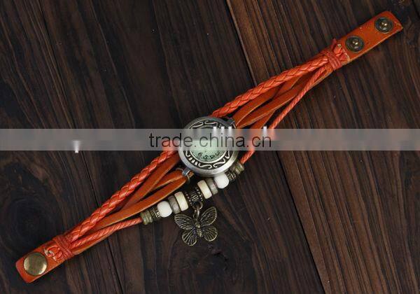 ladies vintage wholesale fashion watches bracelet leather weave strap