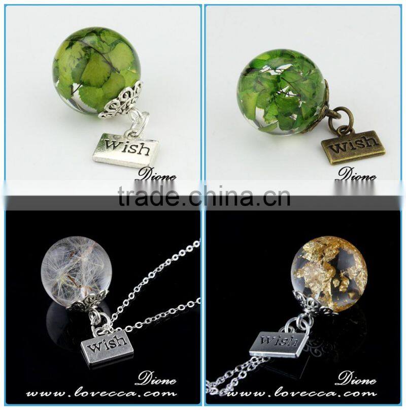 Real fern beautiful pendant 20mm size wish charm necklace pendant