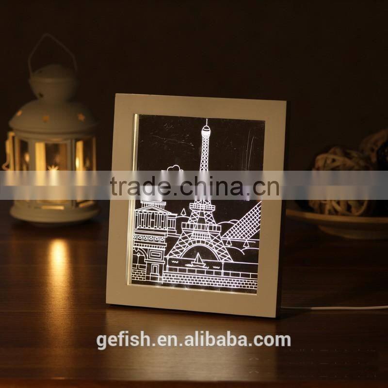 Funny acrylic LED light 3D photo display frame