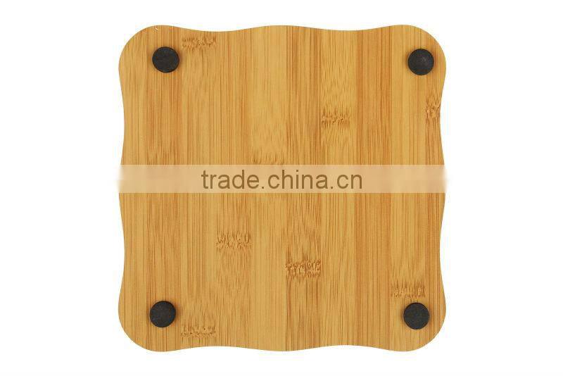 High quality Eco - friendly Square Flower Home Package Bamboo Wooden Drink Coaster
