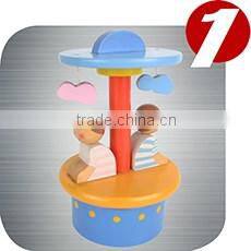 Boxed wooden clockwork dancing sister music box musical box