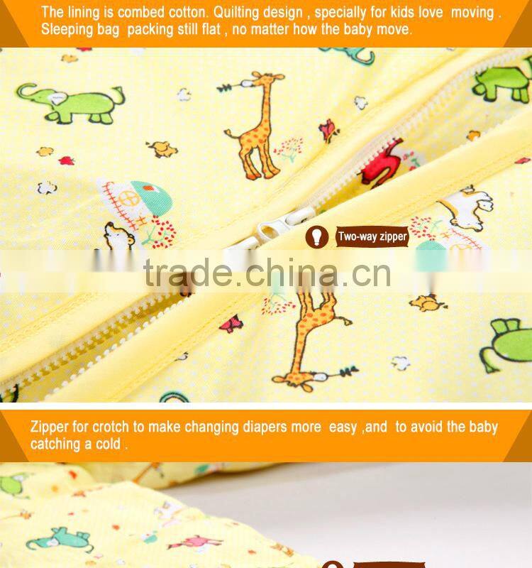 Infant kids anti kicking quilt sleeping bag for four seasons detachable fillings yellow style
