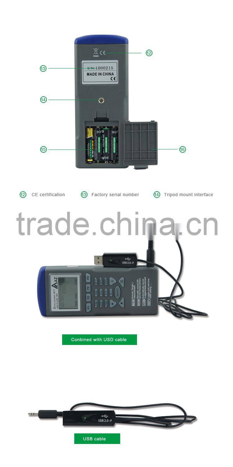 RS232 Software Wind Speed Data Logger 0.6~32M/S Digital Anemometer Data Logger AZ9671