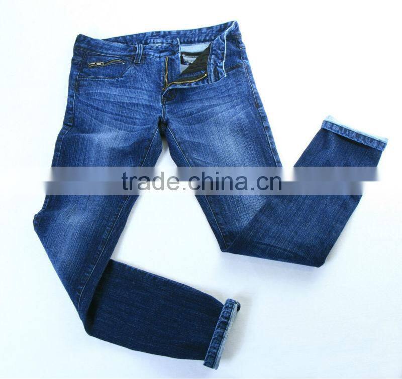 2016 New ! Indigo Twill Power Stretch Slub Cotton Spandex Jeans Fabrics 11.4oz Per Yard