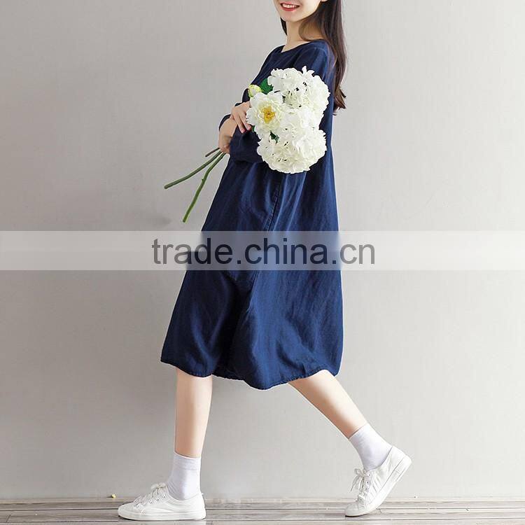 Fashion Autumn Loose Plus Size girl Maxi Dress Novelty Cotton Linen