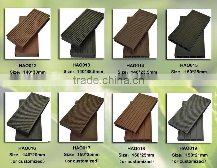 extruded plastic composite decking with PE material outdoor solid WPC deck