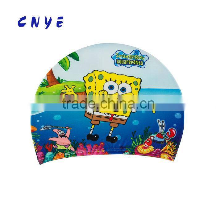 CNYE High quality kids lycra nylon spandex swimming cap,New promotional silicone kids swim cap