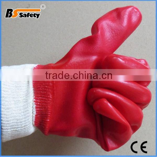 BSSAFETY Red PVC fully dipped waterproof anti-cut hand protection working gloves