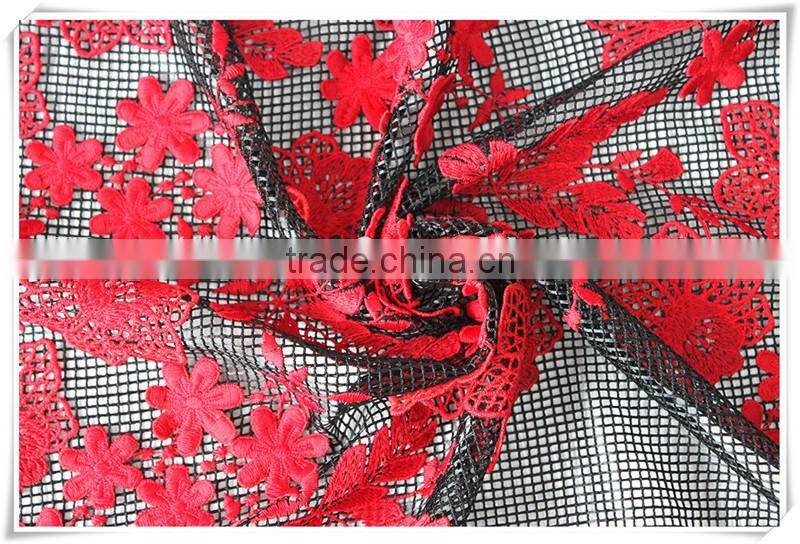 2016 summer lastest laser 3d flower embroidery mesh fabric