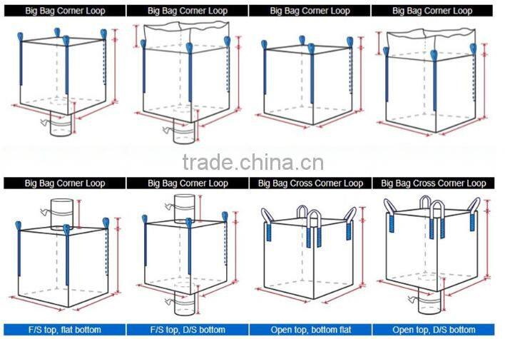 Bulk Bags/Big Bag/Jumbo bags/fibc Top full open, color choosen,UV treated