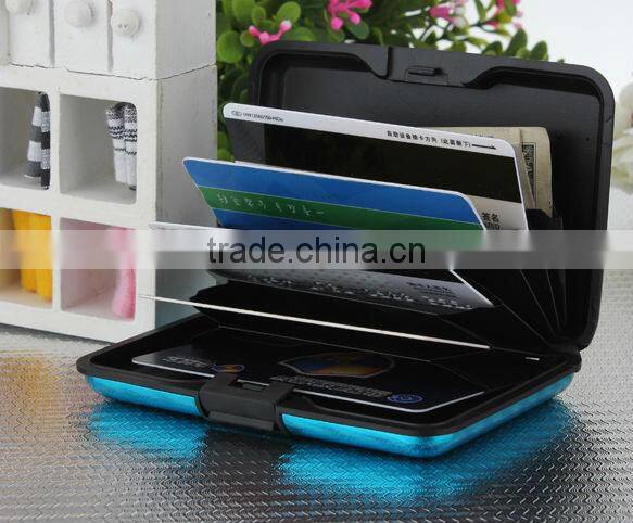 Wholesale 9 Colors NEW Deluxe Aluma Wallet Credit Card Holder Anti RFID Scanning Aluminum Case Box