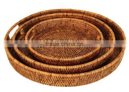 Oval Boat Rattan Tray Large and Medium Brown ( july.etop@exporttop.com)