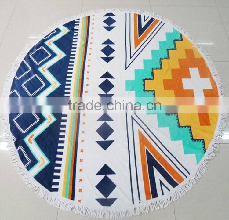 Australia Popular 100% Cotton Printed Round Beach Towel with Tassels