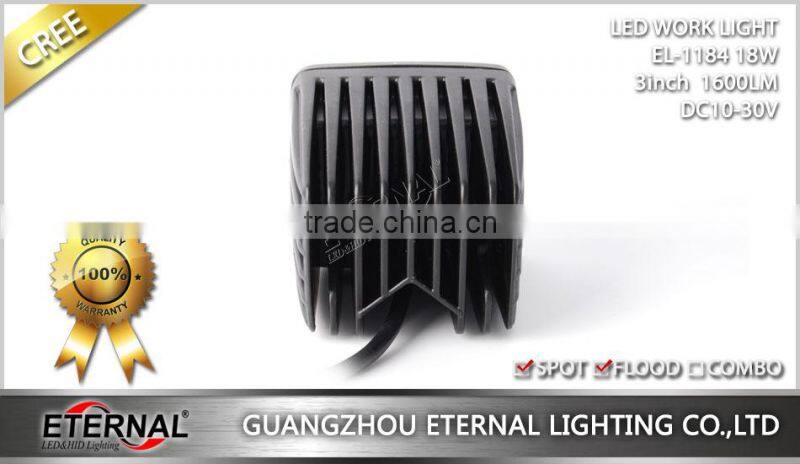 18W cube off-road fog light ATV motorcycle marine headlight dually pillar A spot led work light