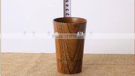 Wooden cylinder shaped tea mugs