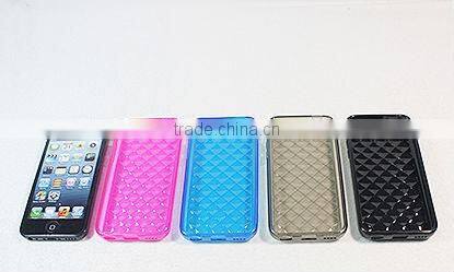 Drill stone glossy TPU soft rubber lining for iphone 5c BLUE