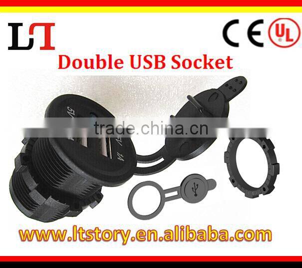 Marine Carvan LED Duel 2 USB Port Charger With DC Voltmeter Digital For Car Boat