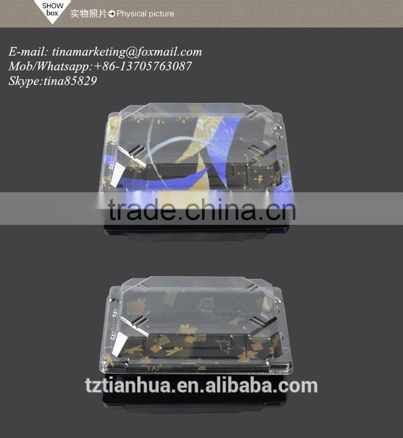 High Quality PS Disposable Plastic Sushi Container,Plastic Take Out Sushi Packaging,Japanese Sushi Box with Printed film