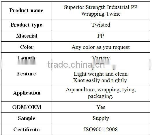 Polypropylene wrapping twine