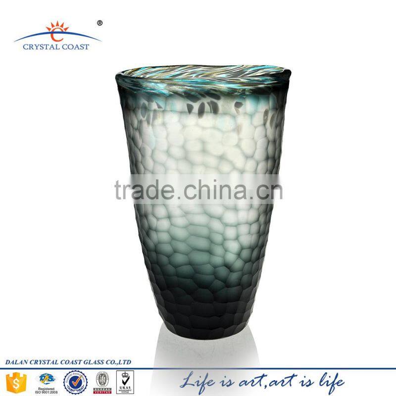 Tall round mosaic glass flower vase for wedding decoration