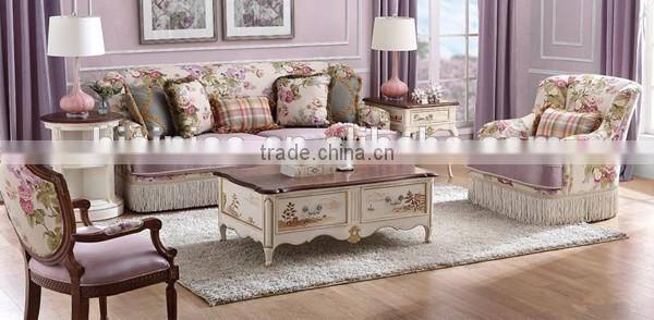 Mediterranean style Living Room Furniture Set, Solid Wood Carved Sofa Couch Side Table, Leisure Living Room Sofa Set