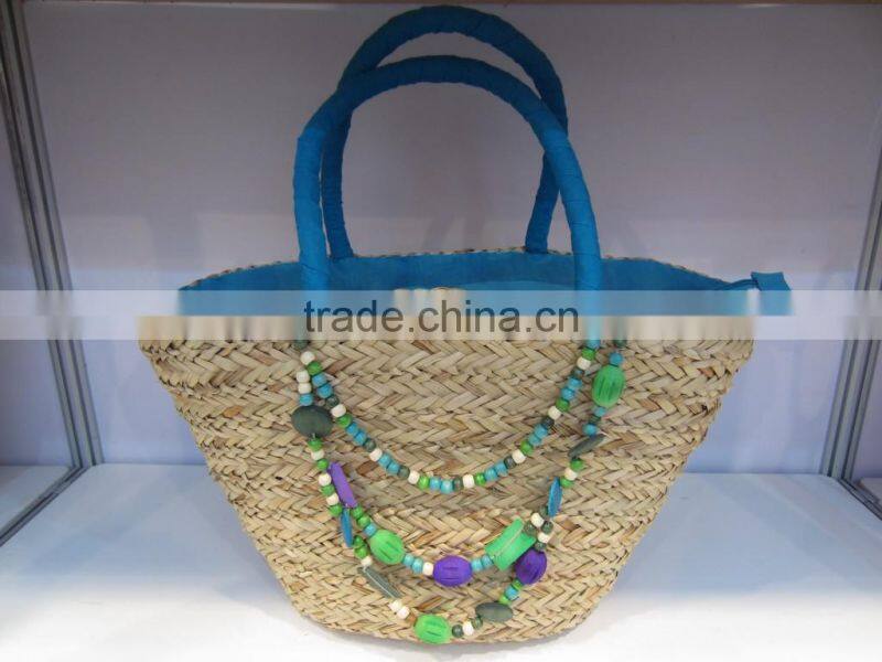 popular beach seagrass handmade lady hand bag with decoration