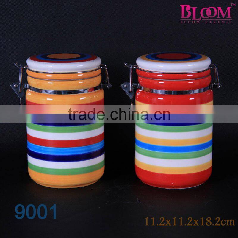 Colorful stripe ceramic ice cream cup
