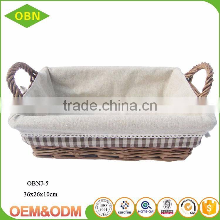 Custom China best sales handmade fabric lining cheap wicker bread baskets for supermarket display