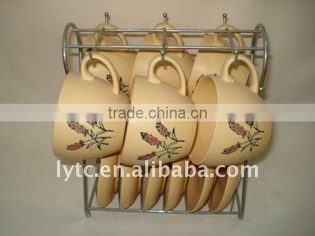 porcelain turkish tea set with iron rack
