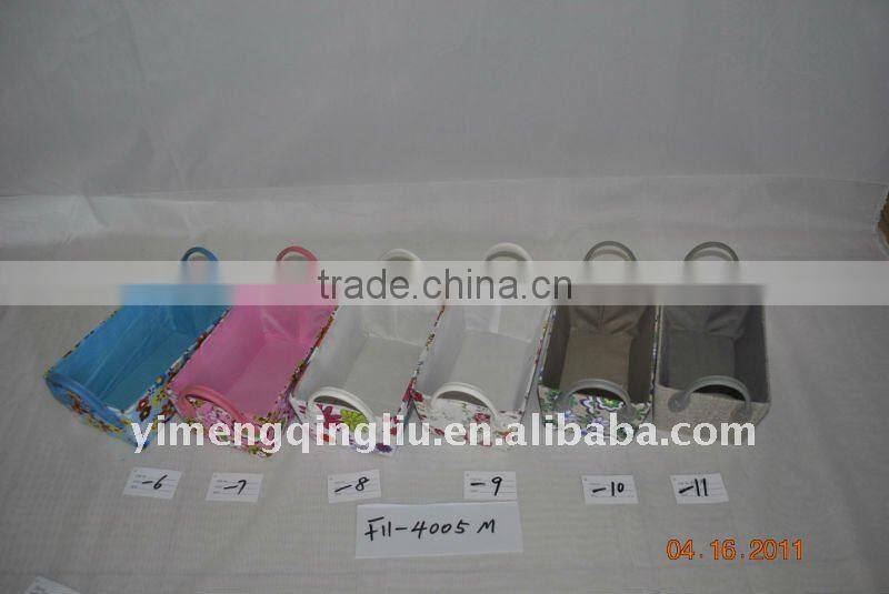 set/3 handmade fabric woven box with ears