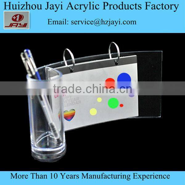 New design! China supplier Clear 2014 new design desktop calendar fancy pen holder with photo calendar