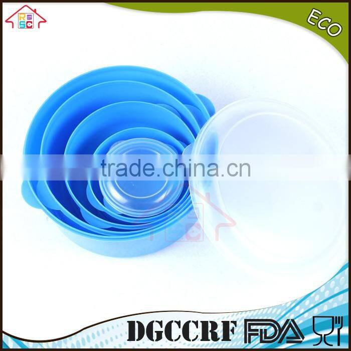 NBRSC 5 Pcs plastic round food container set nested packing set with handle