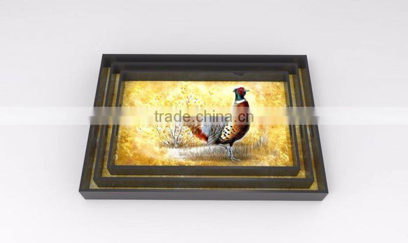 Rectangular lacquer tray with many patterns, made in Vietnam