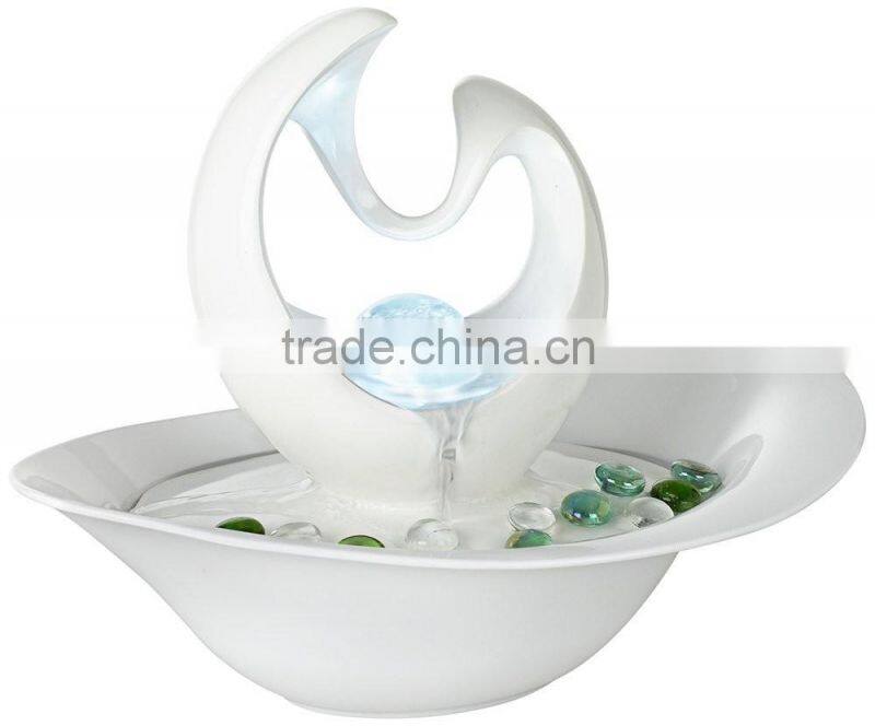 Modern Abstract White Tabletop Fountain