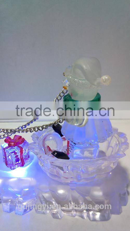 12.5inch Acrylic led double deer and snowman standing ice pedestal for table decoration