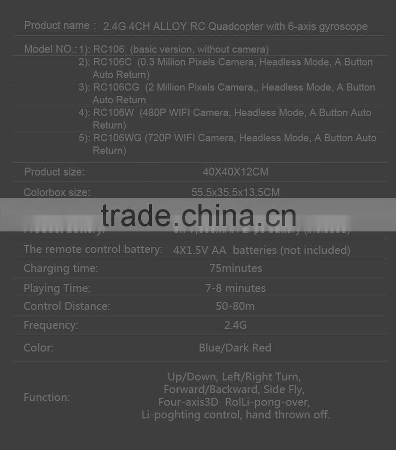 2.4G 4CH Alloy RC drone with WIFI 480P Camera