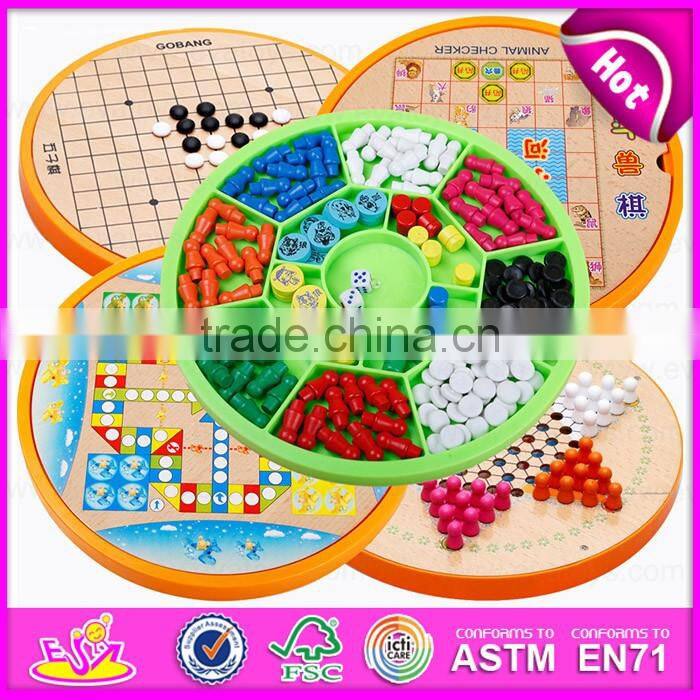 2016 newest 5IN1 wooden board game,funny educational wooden children board game, popular children wooden toy board game W11A044