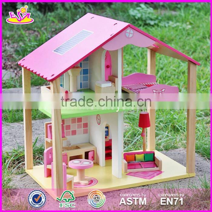 New design beautiful princess wooden dollhouse for children W06A218
