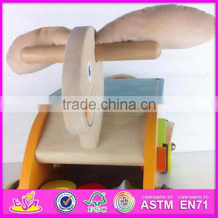 2015 Newly cheap kids wooden tricycle with blocks,Lovely rabbit design wooden tricycle,Comfortable Safe Wooden tricycle W16A018