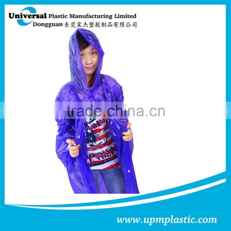 Emergency one way use eco-friendly degradable PE raincoats