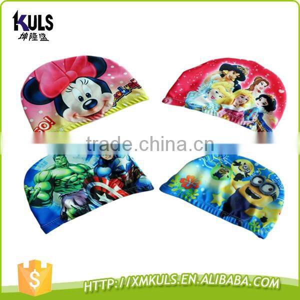 Wholesale Newest design cool cartoon swimming cap for kids/child gift