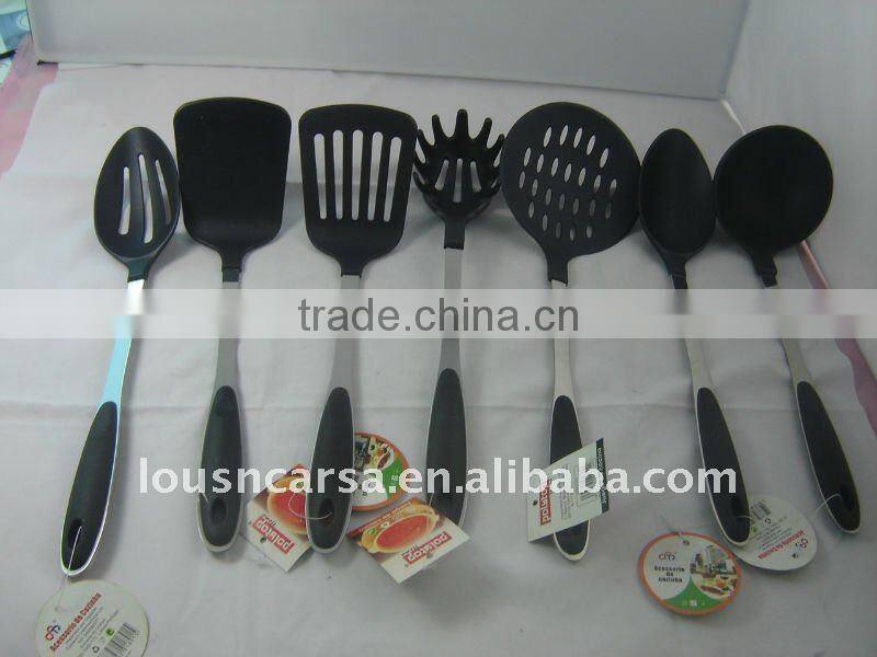 6pc nylon kitchen tools,nylon kitchenware with steel handle
