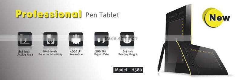 Huion H580 2048 levels pen pressure digital tablet graphic drawing board