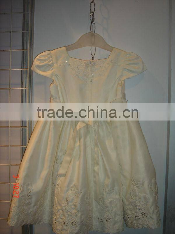 young girls short sleeve dress girl cream long lace dress