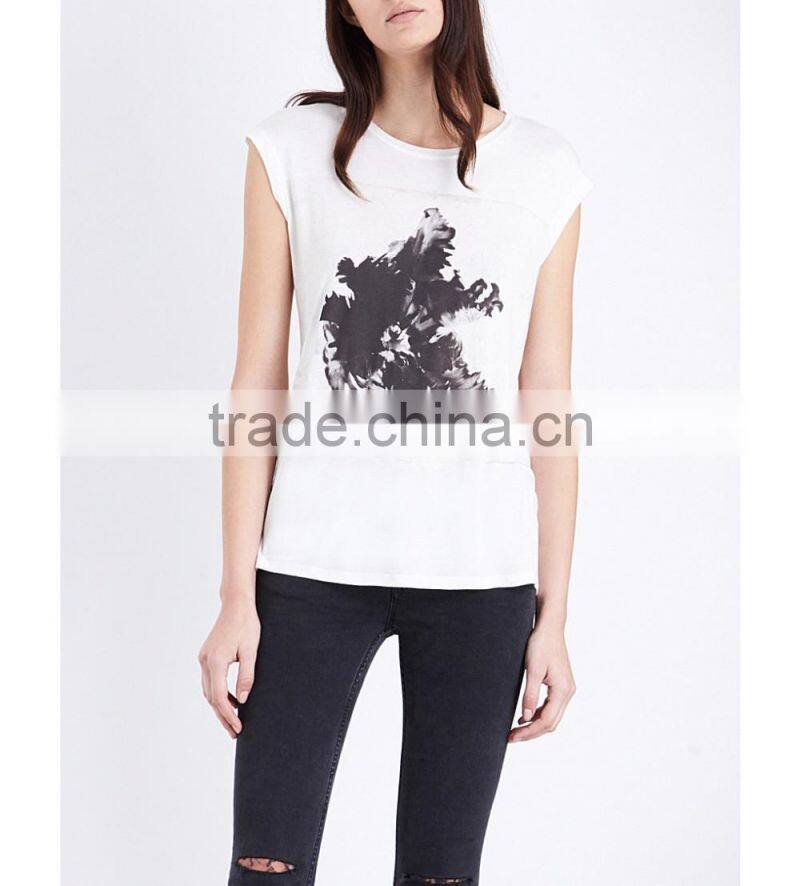 Wholesale Women Latest Round Neck Short Sleeves Front-printed Jersey T-shirt(DQE0158T)